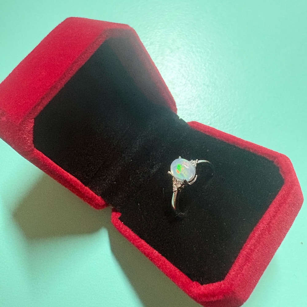 Elegant Silver Ethiopian Opal Ring